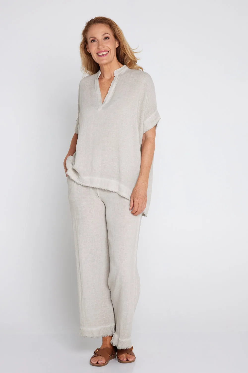 Falla Linen & Cotton Pants - Beige