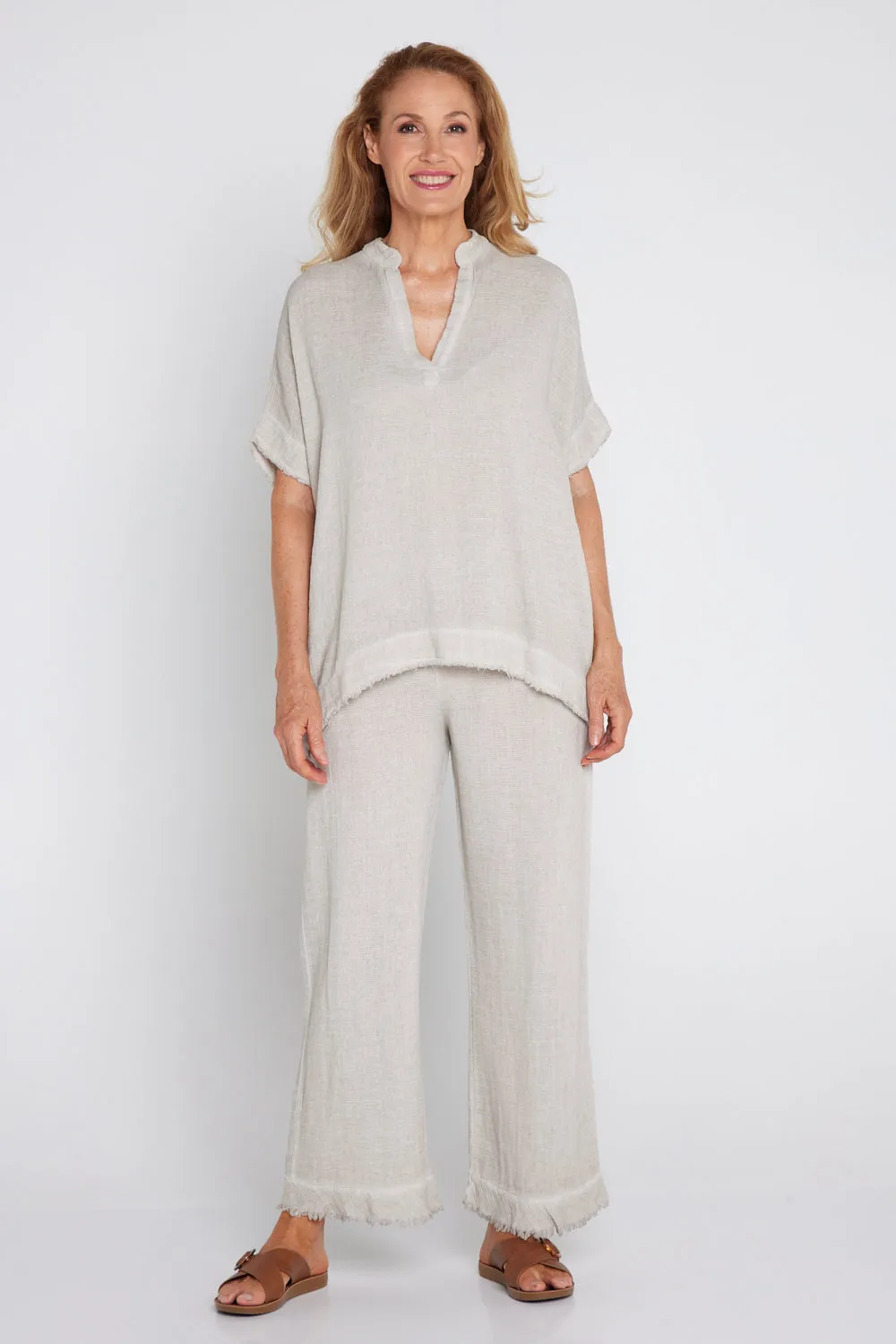 Falla Linen & Cotton Pants - Beige