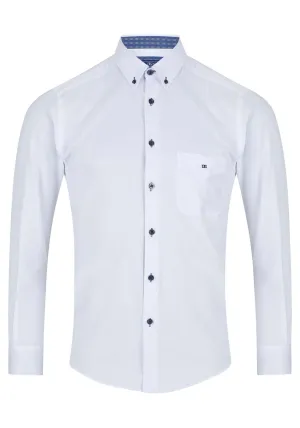 Geneva Long Sleeve Plain Shirt - White