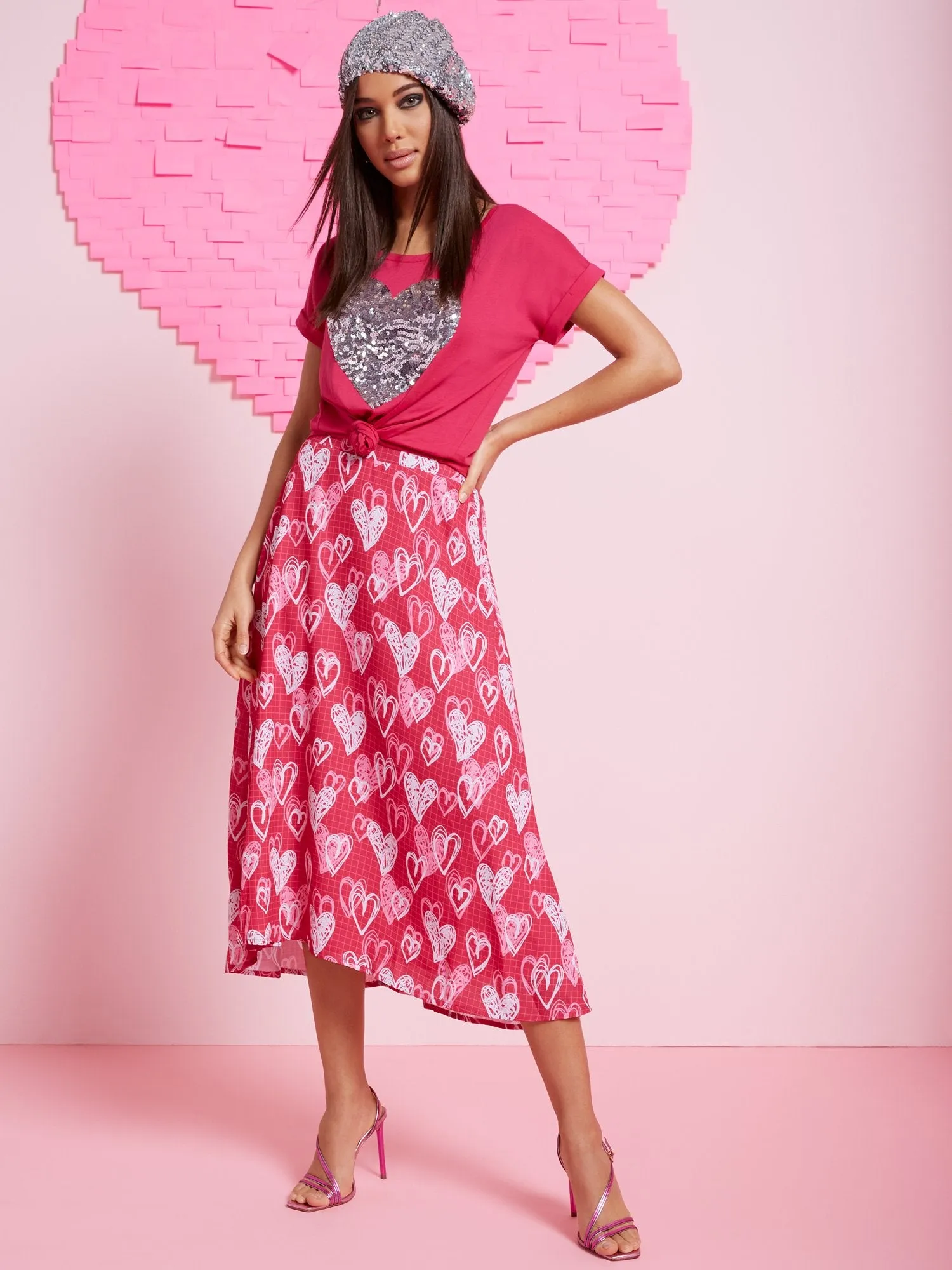 Heart Doodles Midi Skirt