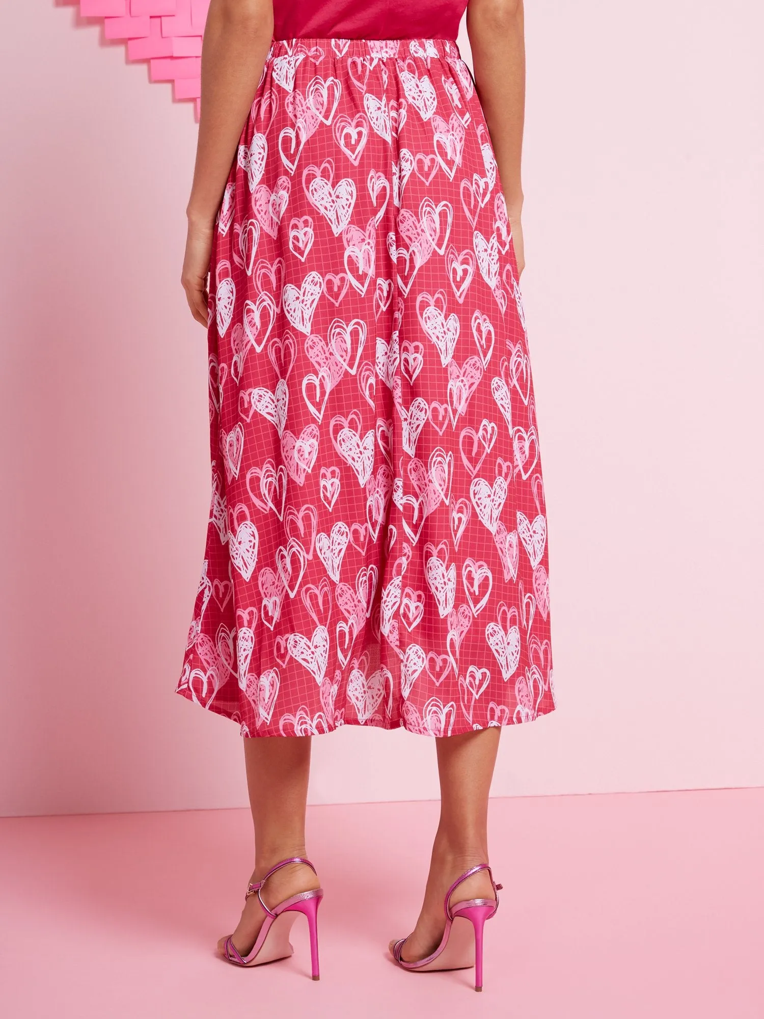 Heart Doodles Midi Skirt