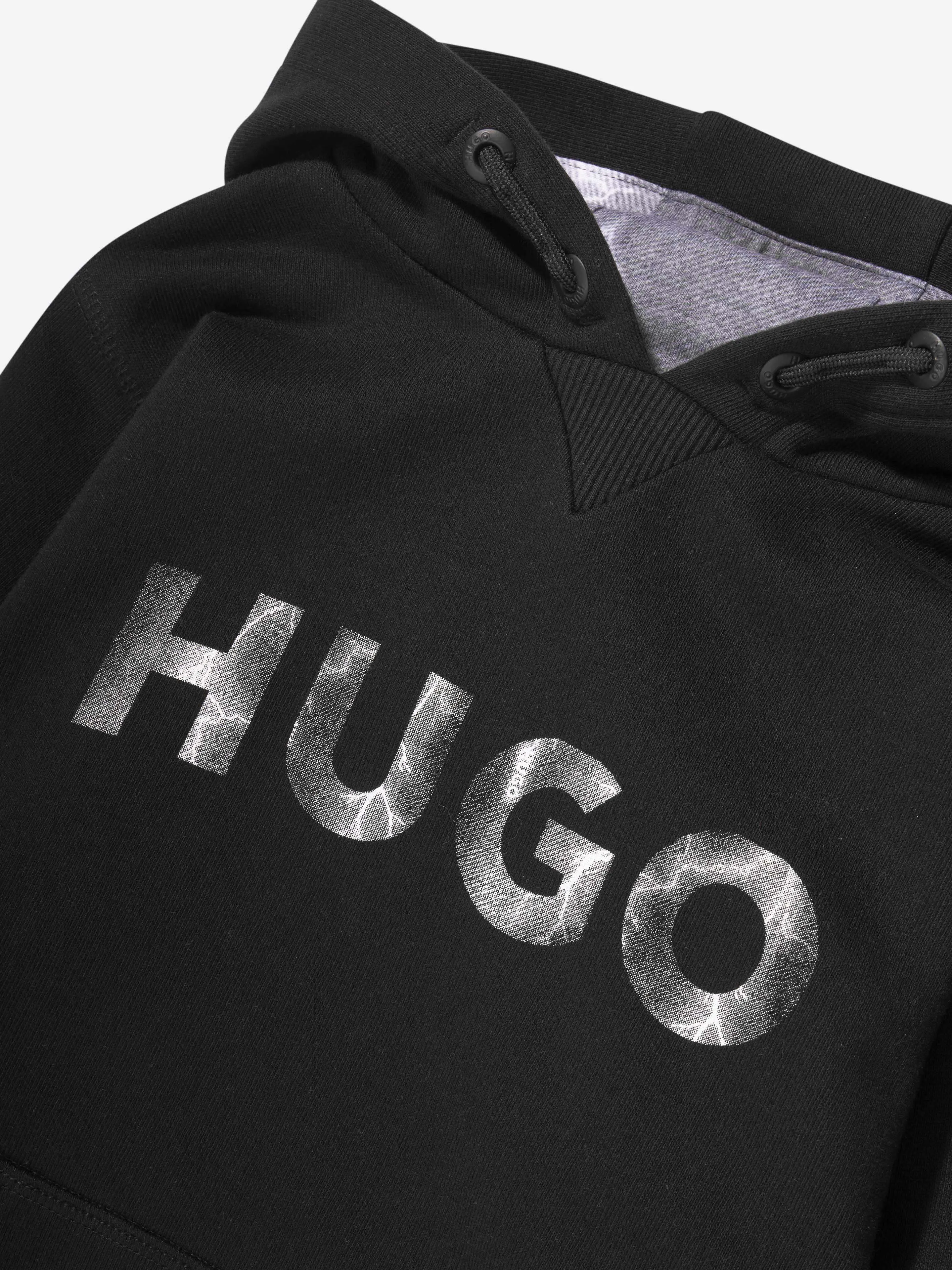 Hugo Boys Thunder Logo Hoodie in Black