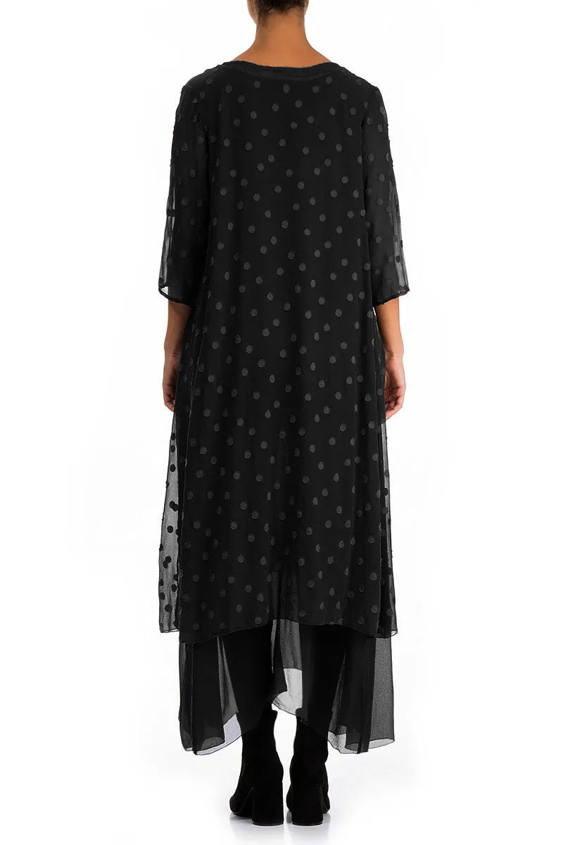 Layered Dotty Black Silk Dress