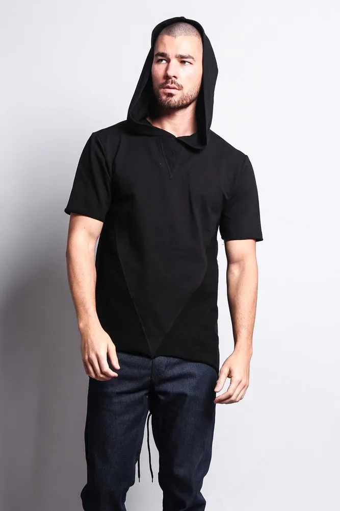 Long Length Short Sleeve Fishtail Pullover Hoodie