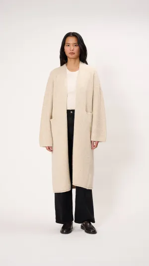 Long Open Cardigan in Ecru