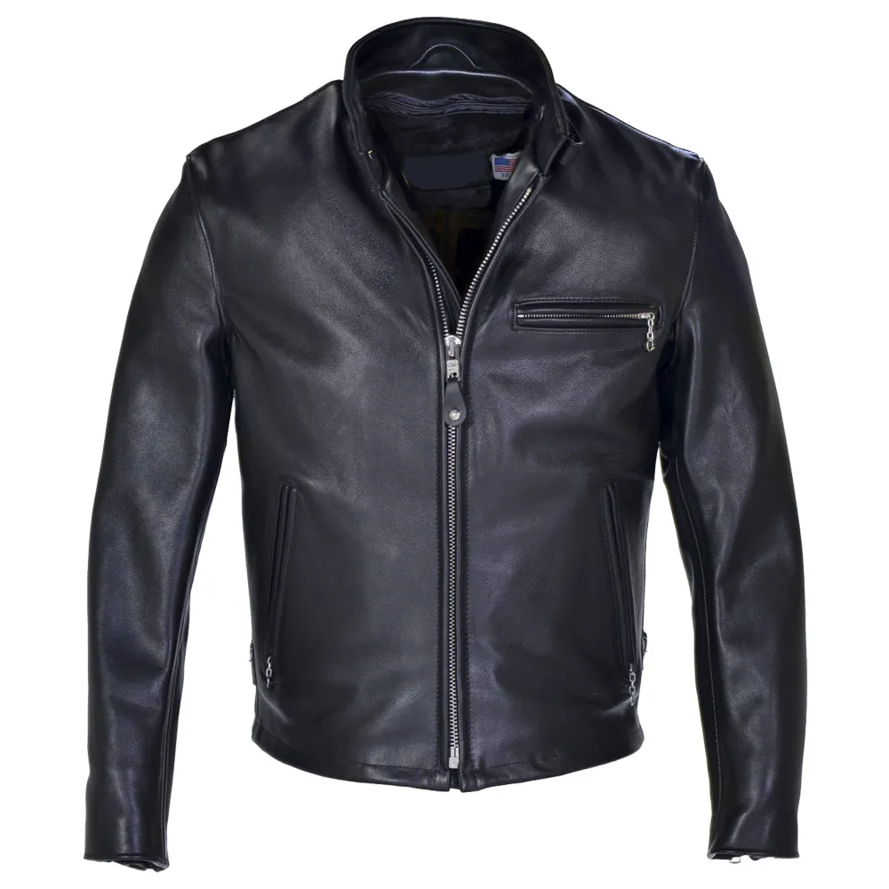 Men Classic Cafe Racer Leather Jacket Plain