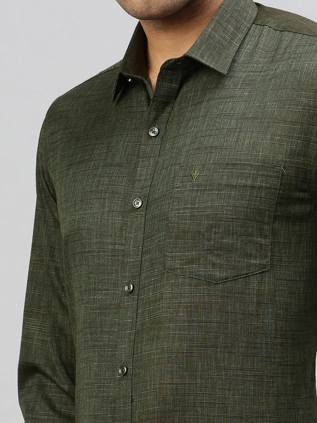 Men Cotton Blend Shirt Green T33 TI4