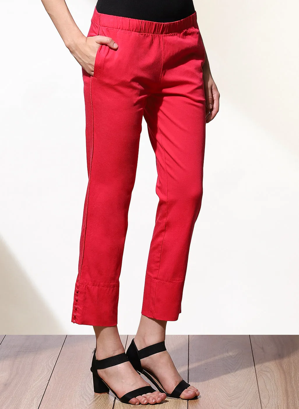 Mia Pink Relaxed Fit Pants for Women