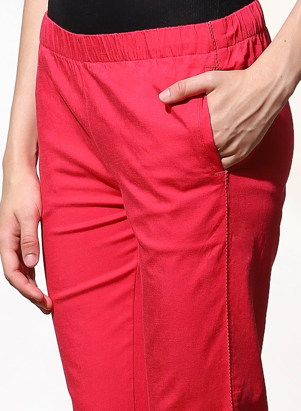 Mia Pink Relaxed Fit Pants for Women