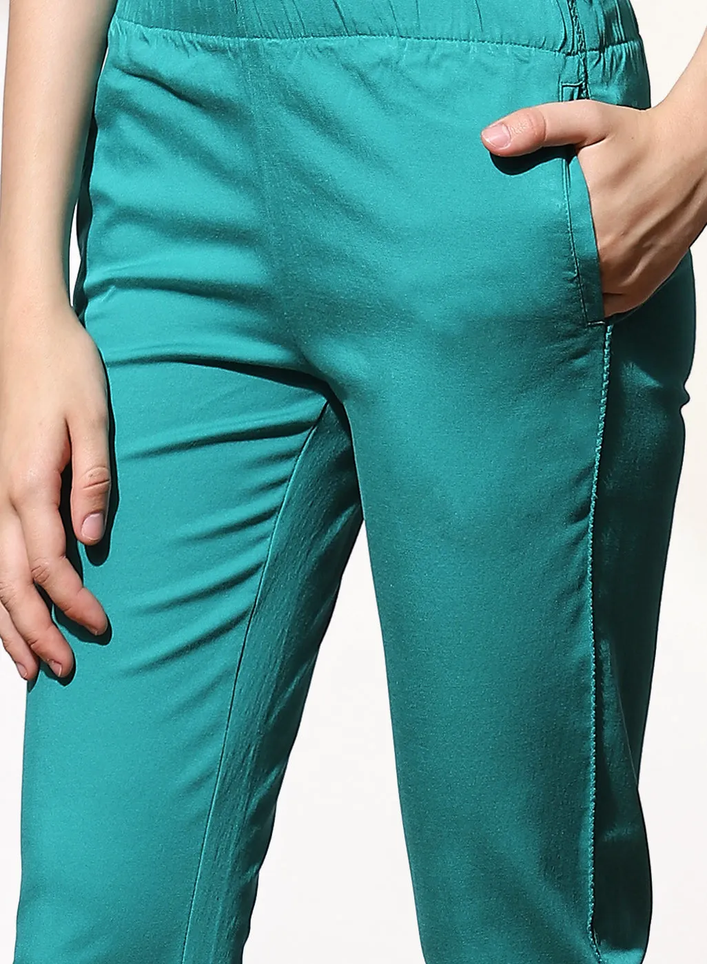 Mia Turquoise Relaxed Fit Pants for Women