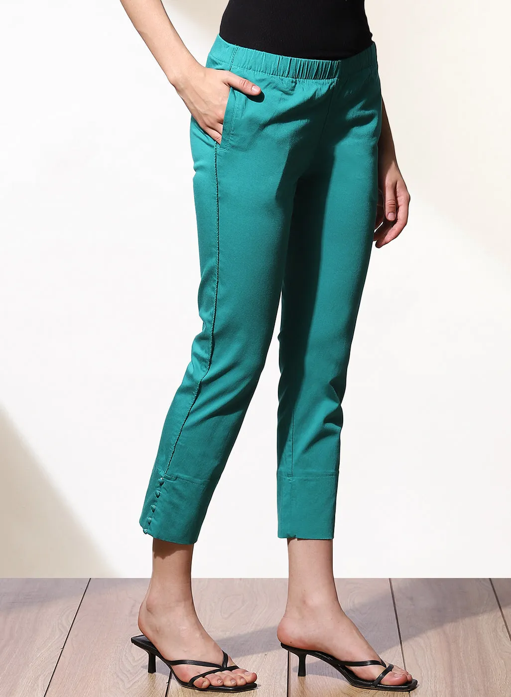 Mia Turquoise Relaxed Fit Pants for Women