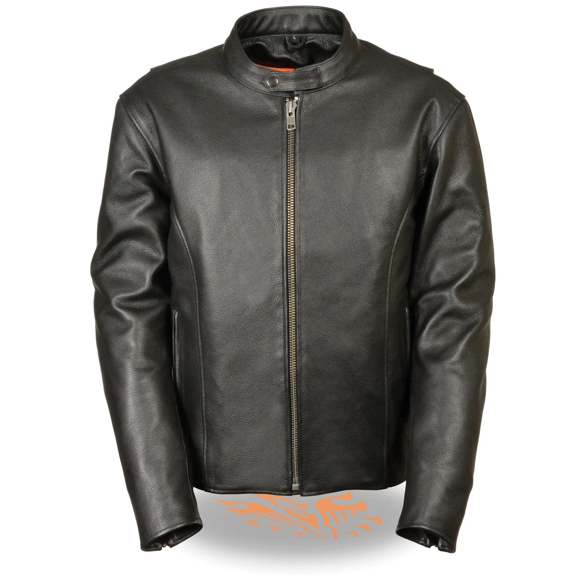 Milwaukee Leather LKM1710 Men's Black Classic Scooter Jacket with Side Zippers