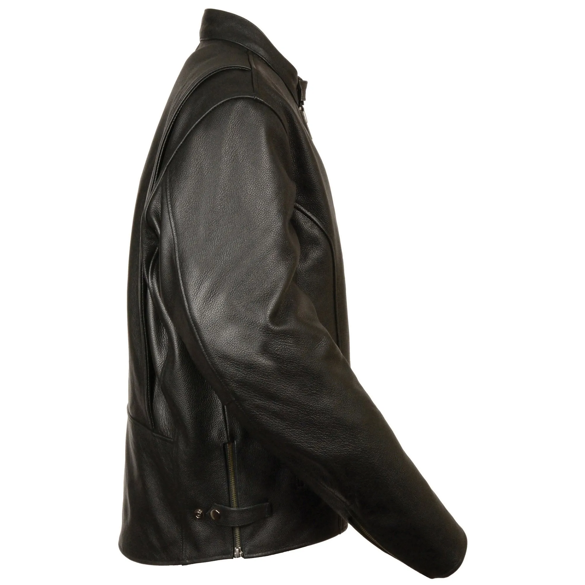 Milwaukee Leather LKM1710 Men's Black Classic Scooter Jacket with Side Zippers