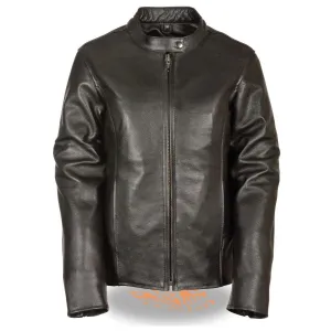 Milwaukee Leather Women's Classic Side Lace Black Leather Motorcycle Jacket