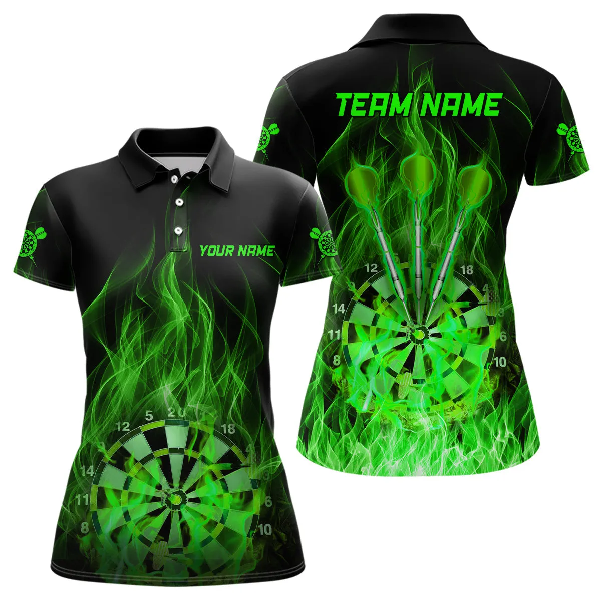 Multi Color Fire Flame Dartboard Womens Darts Polo Shirt Custom Dart Shirts For Women Dart Jerseys