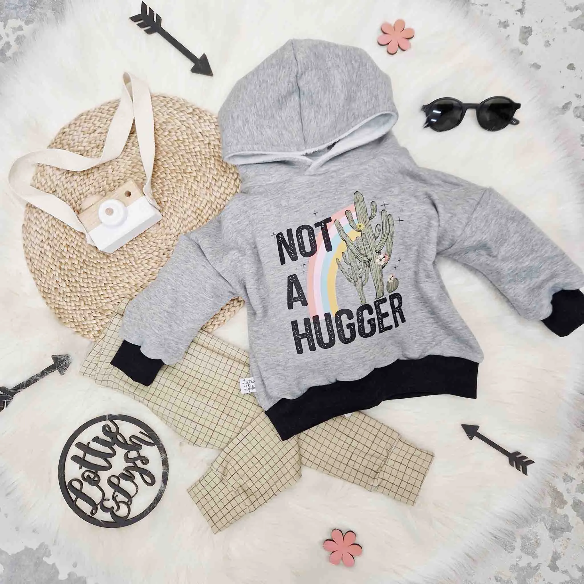 'Not a Hugger' Kid's Printed Hoodie