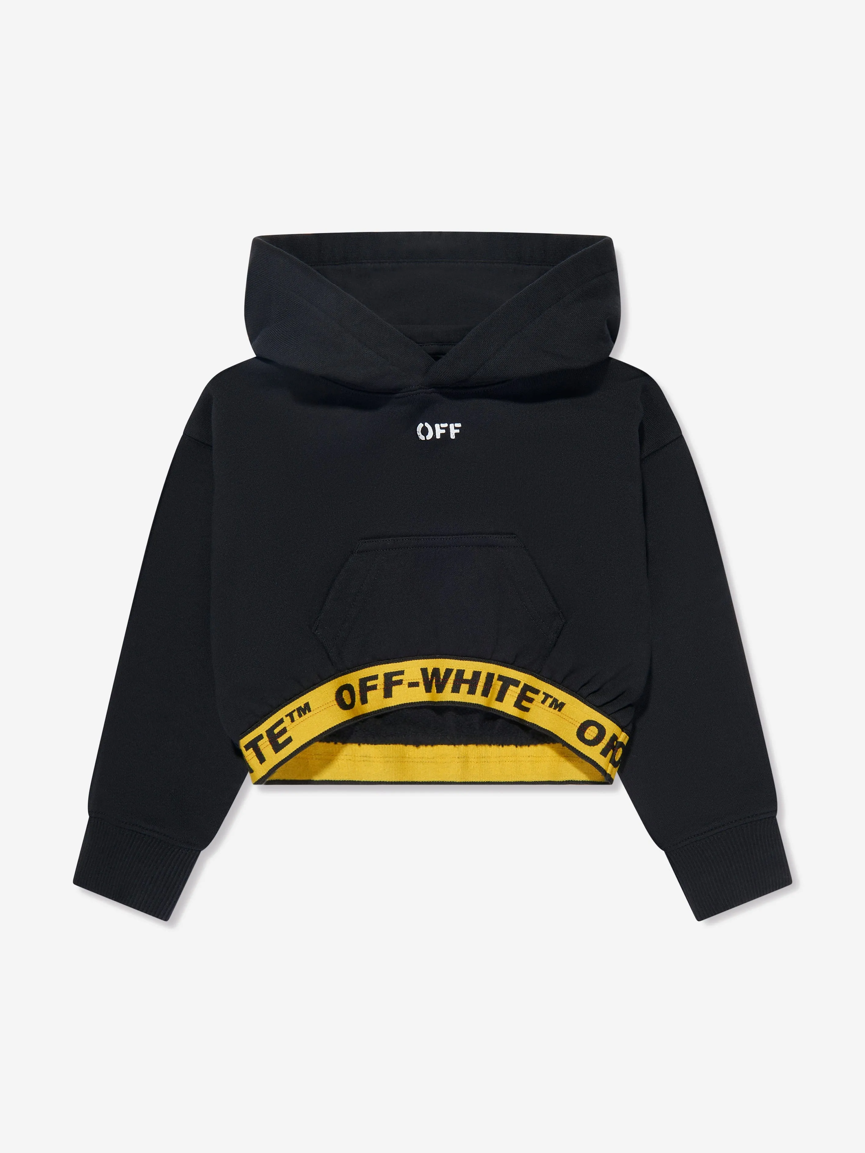 Off-White Girls Logo Industrial Cropped Hoodie in Black