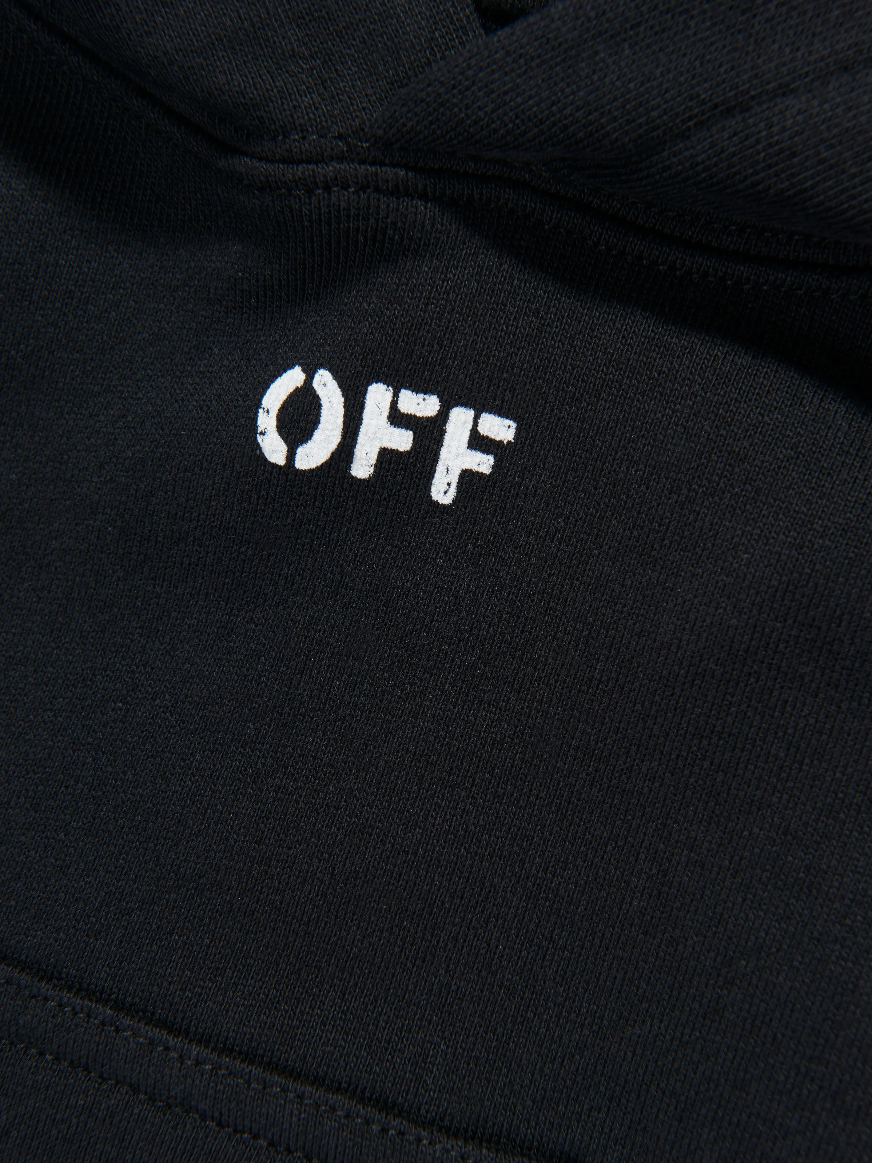 Off-White Girls Logo Industrial Cropped Hoodie in Black