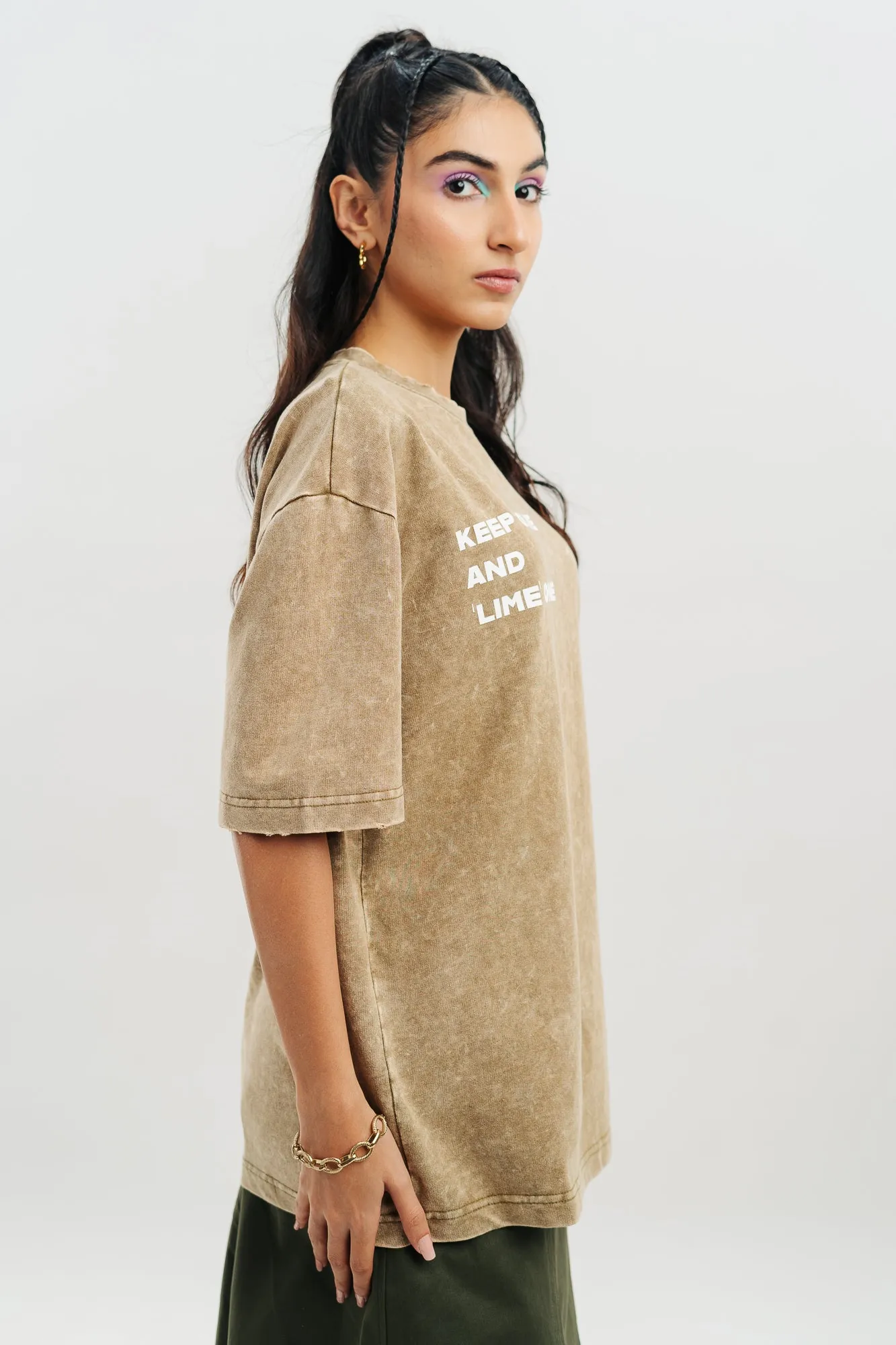 Olive Acid Wash Oversized Tees