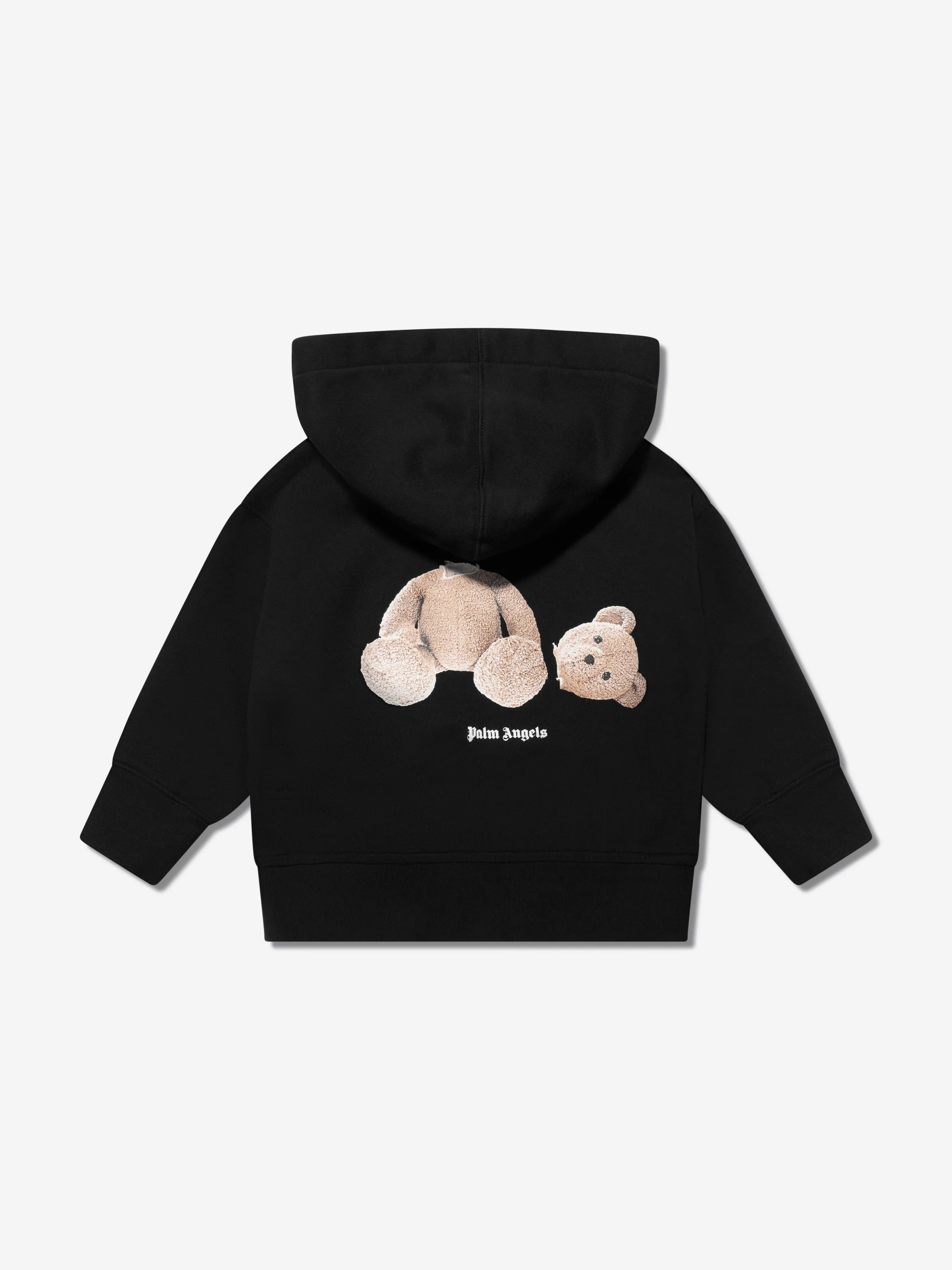 Palm Angels Kids Bear Zip Up Hoodie in Black