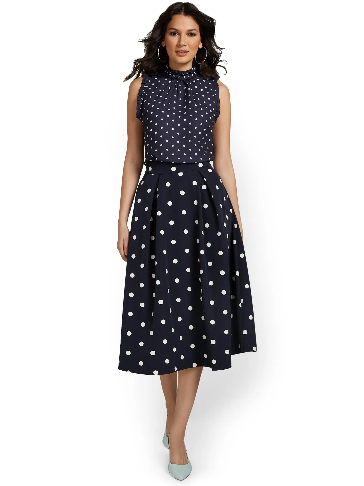 Polka-Dot Flare Skirt