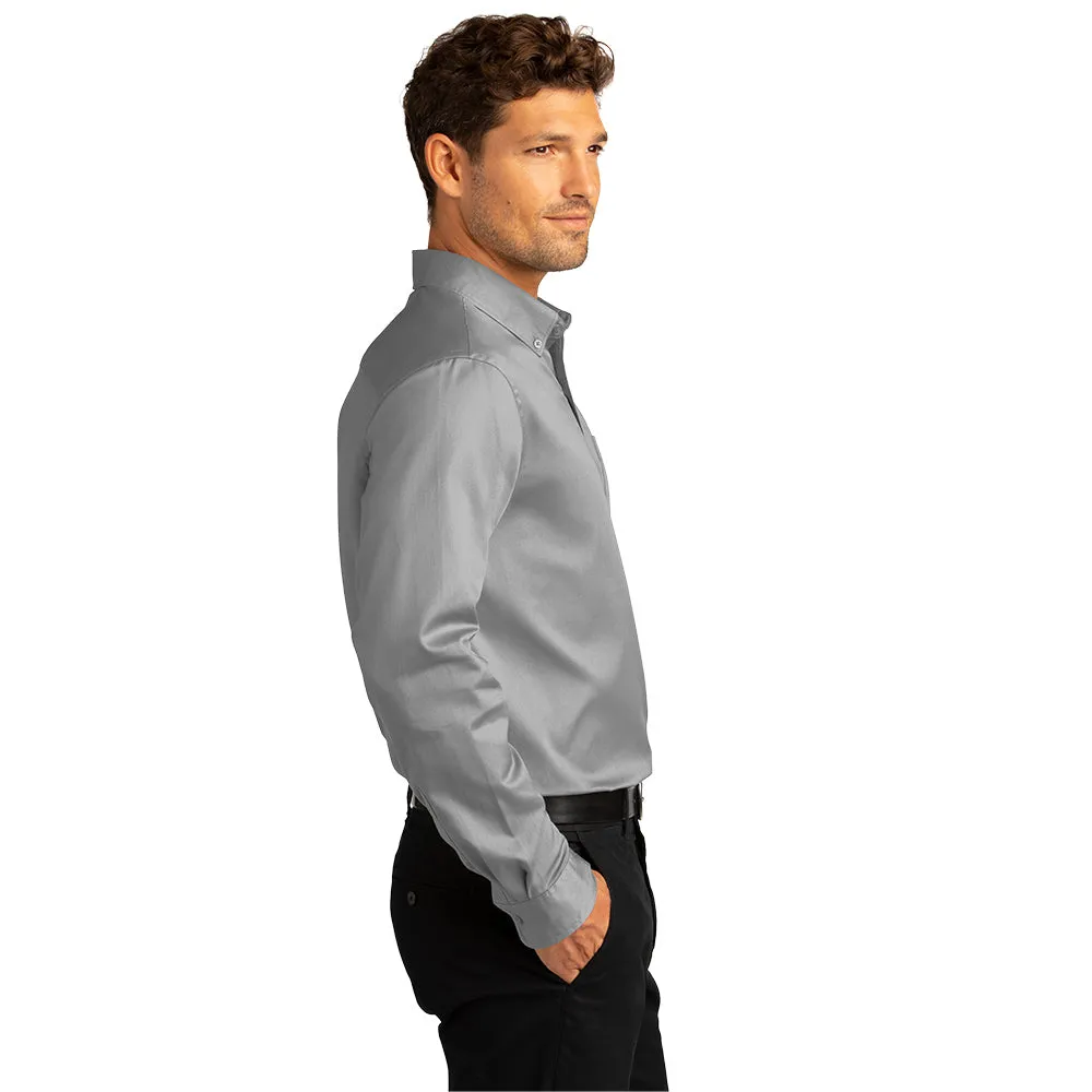 Port Authority® Long Sleeve SuperPro React™ Twill Shirt - Gusty Grey