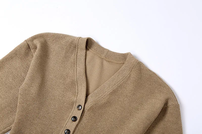 Pre Order:  Khaki Button Down Knit Cardigan