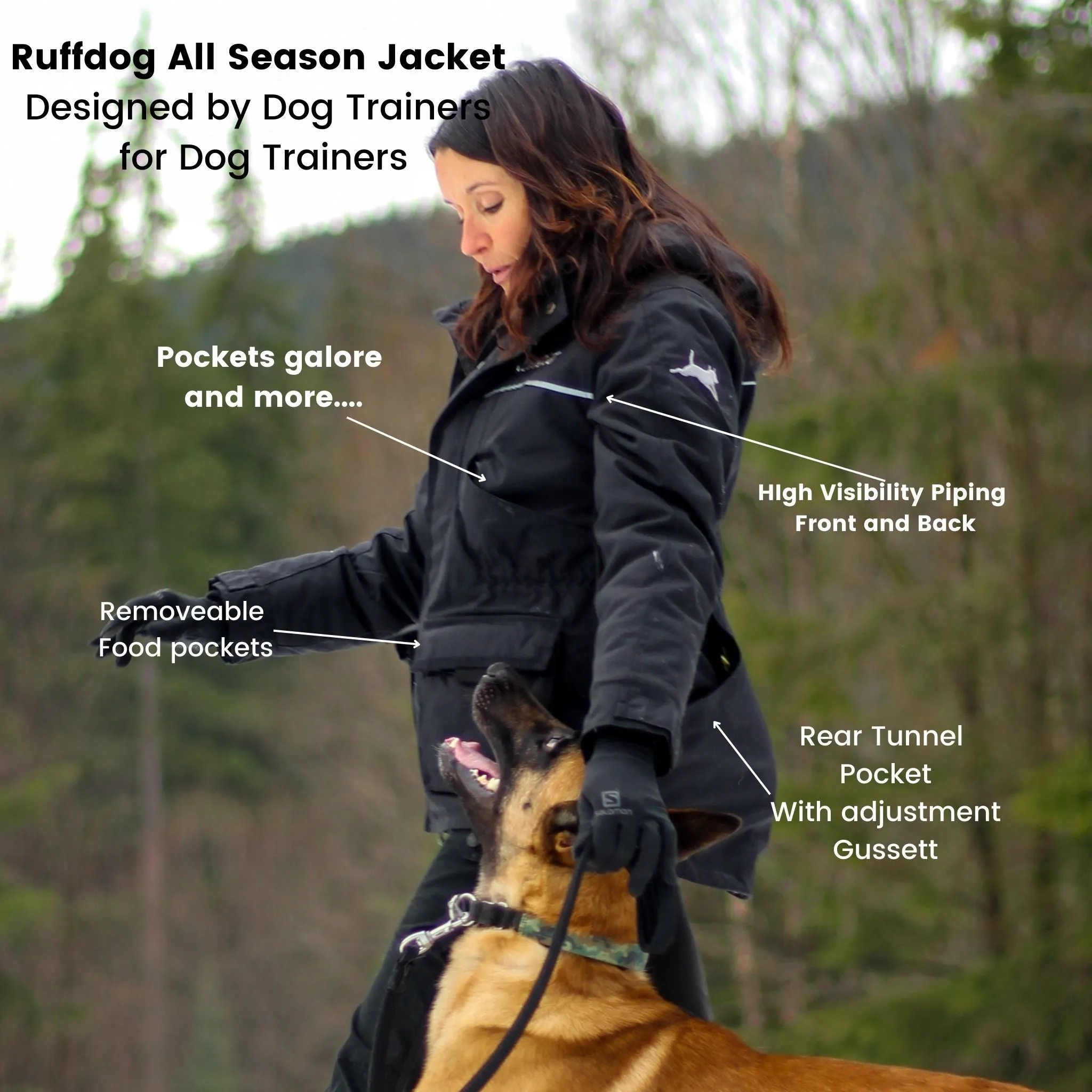 Ruffdog CLASSIC Black Winter Dog Trainer Jacket SAVE 60%