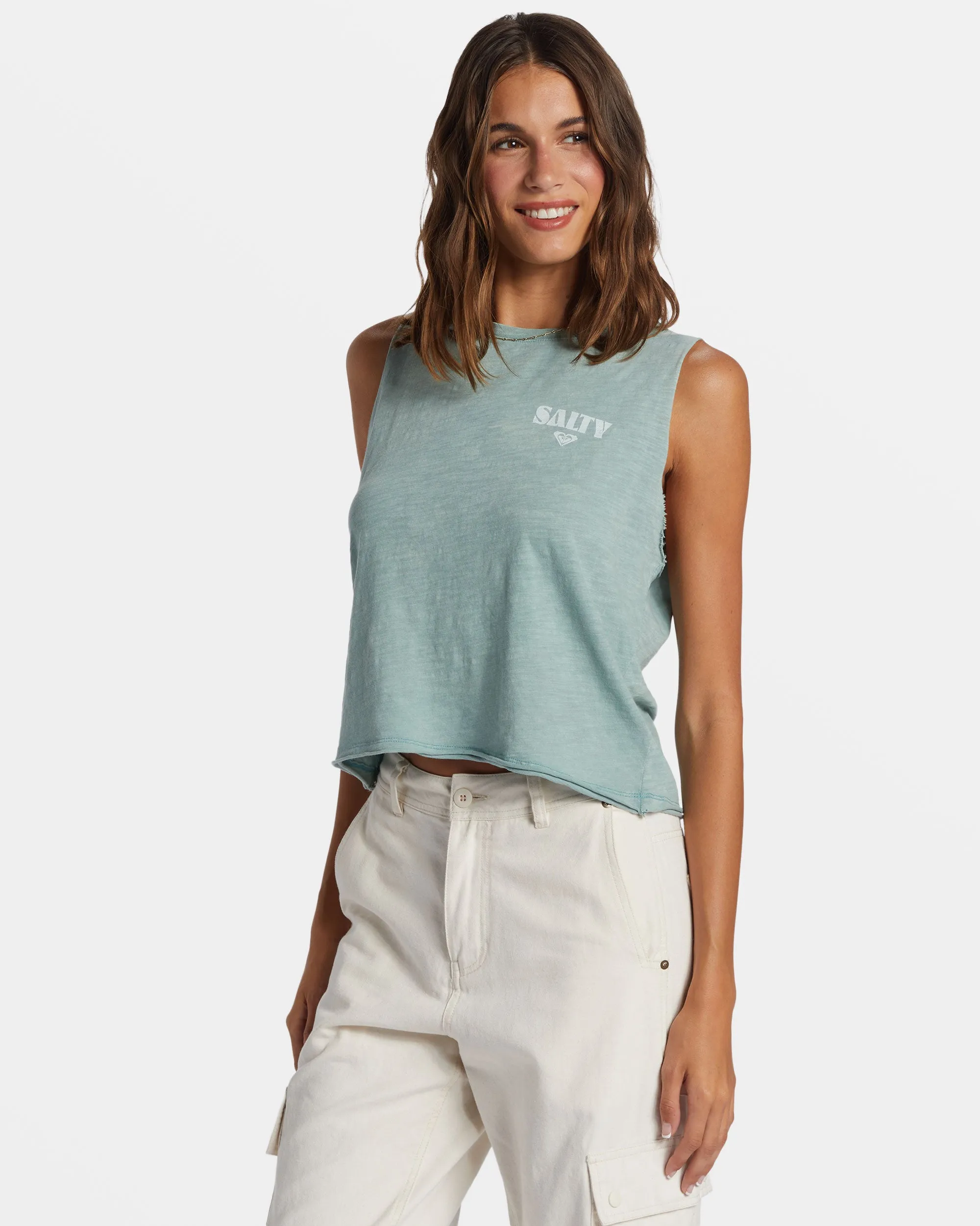 Salty Stack HLMT 2.0 Cropped Tank Top - Mineral Blue