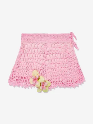 Selini Action Girls Knitted Flower Skirt in Pink