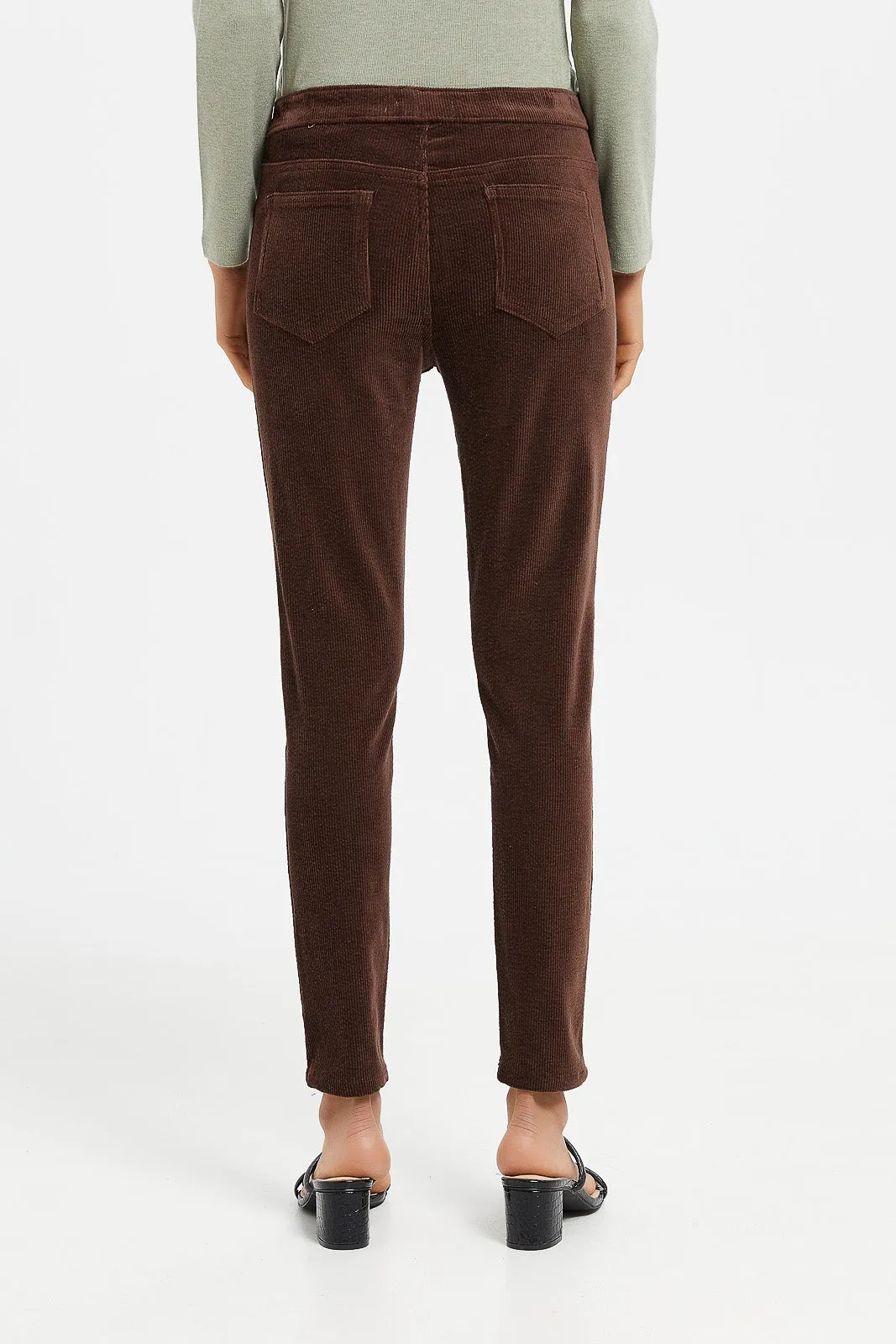 Senior Girls Brown Ribbed Pants