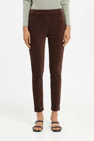 Senior Girls Brown Ribbed Pants