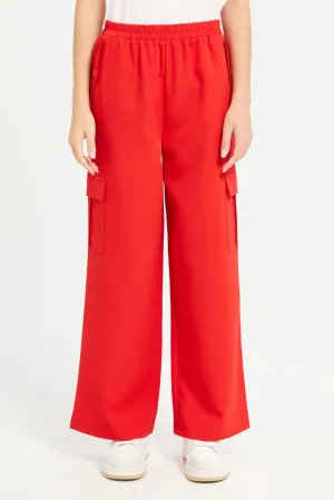 Senior Girls Red Cargo Pants