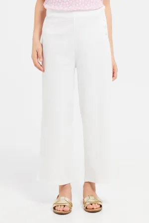 Senior Girls White Button Front Culotte Pants