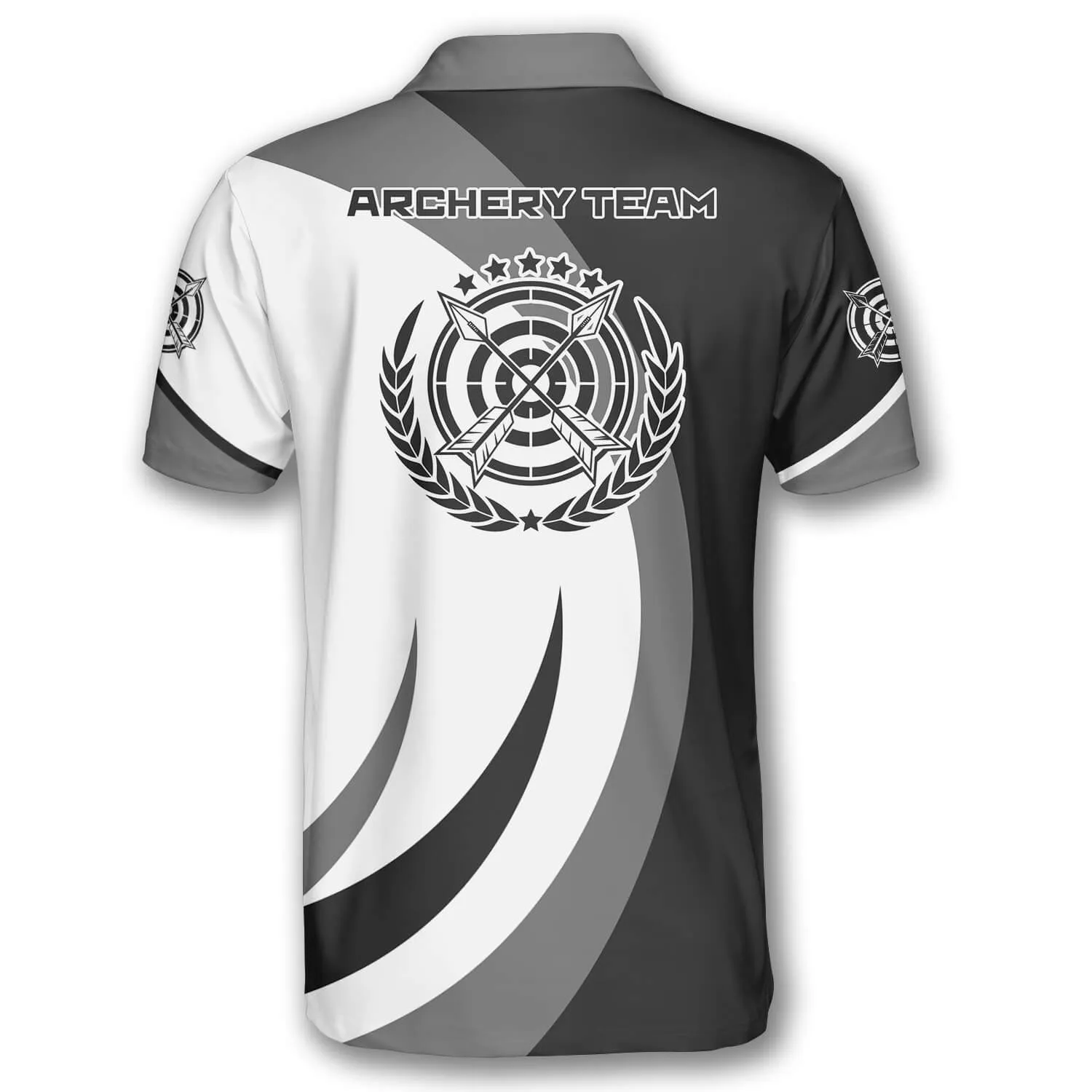 Silhouette Grey Black Custom Archery Shirts for Men, Idea Shirt For Archery, Archery Polo Shirt