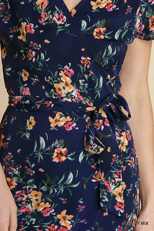 Stay With Me Forever Floral Dress - Navy