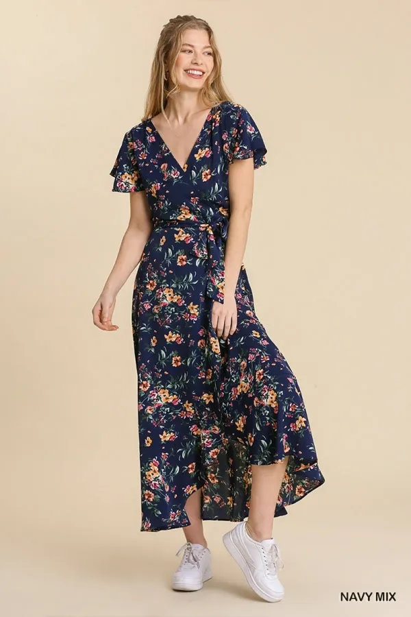 Stay With Me Forever Floral Dress - Navy