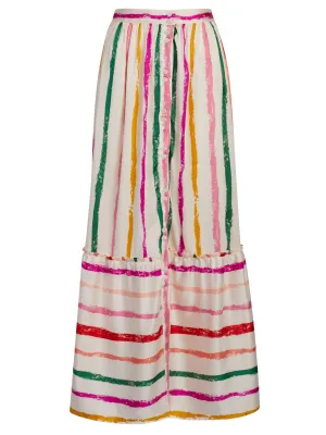 Stripe Button-Front Maxi Skirt