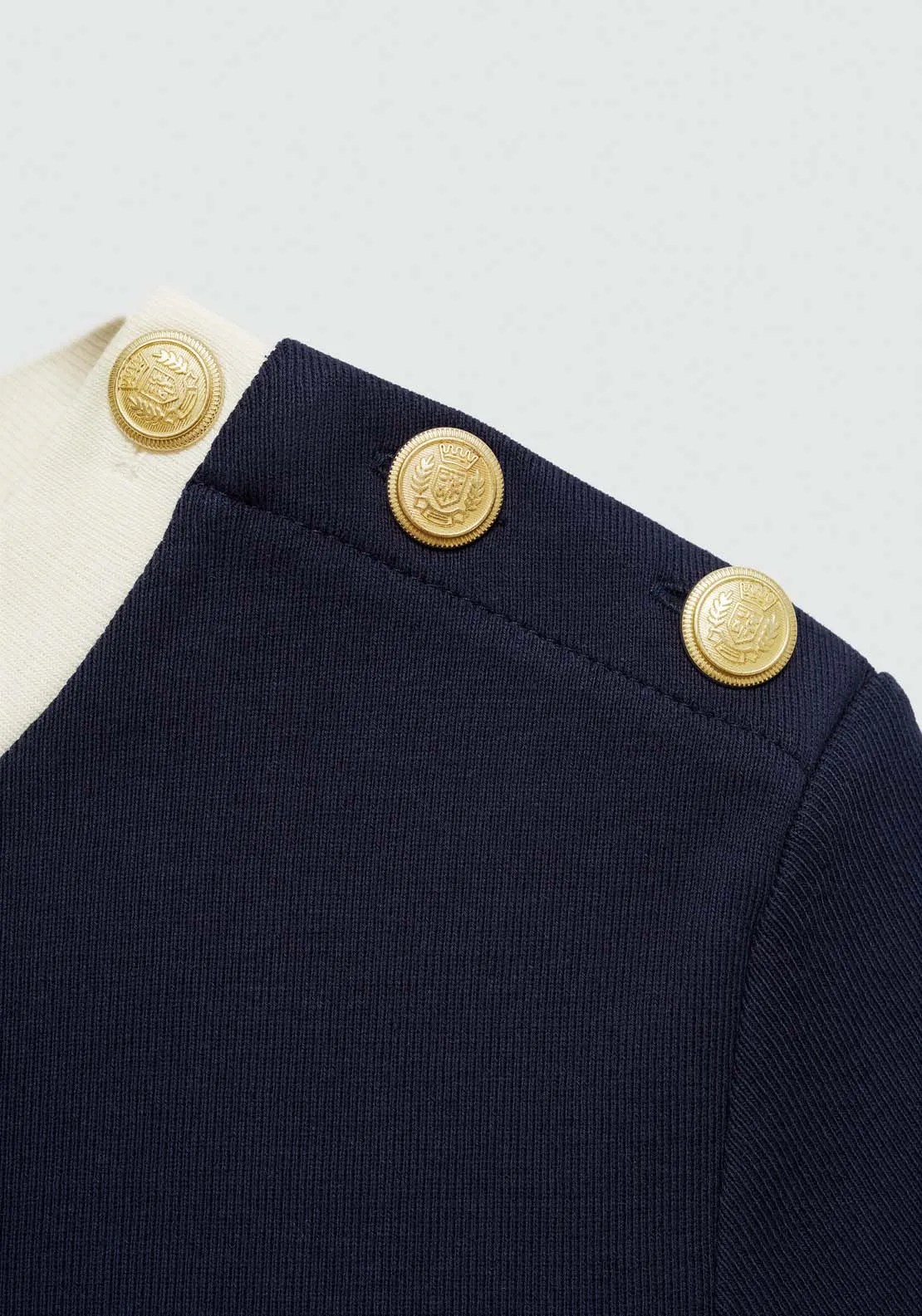 T-shirt with contrasting buttons - Navy