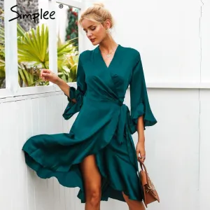 VenusFox Elegant sexy wrap dress