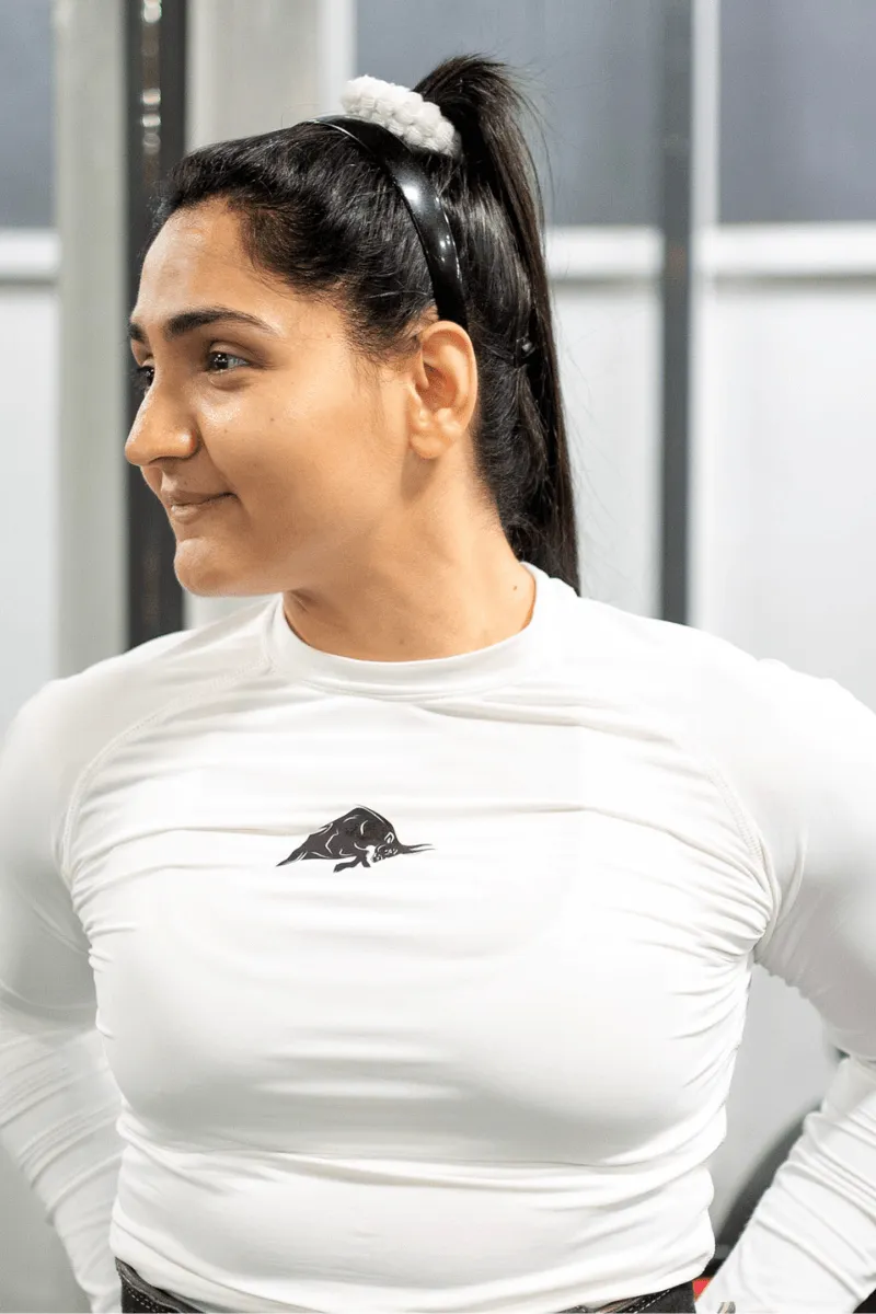 WOMENS COMPRESSION T-SHIRT FULL SLEEVE (WHITE)