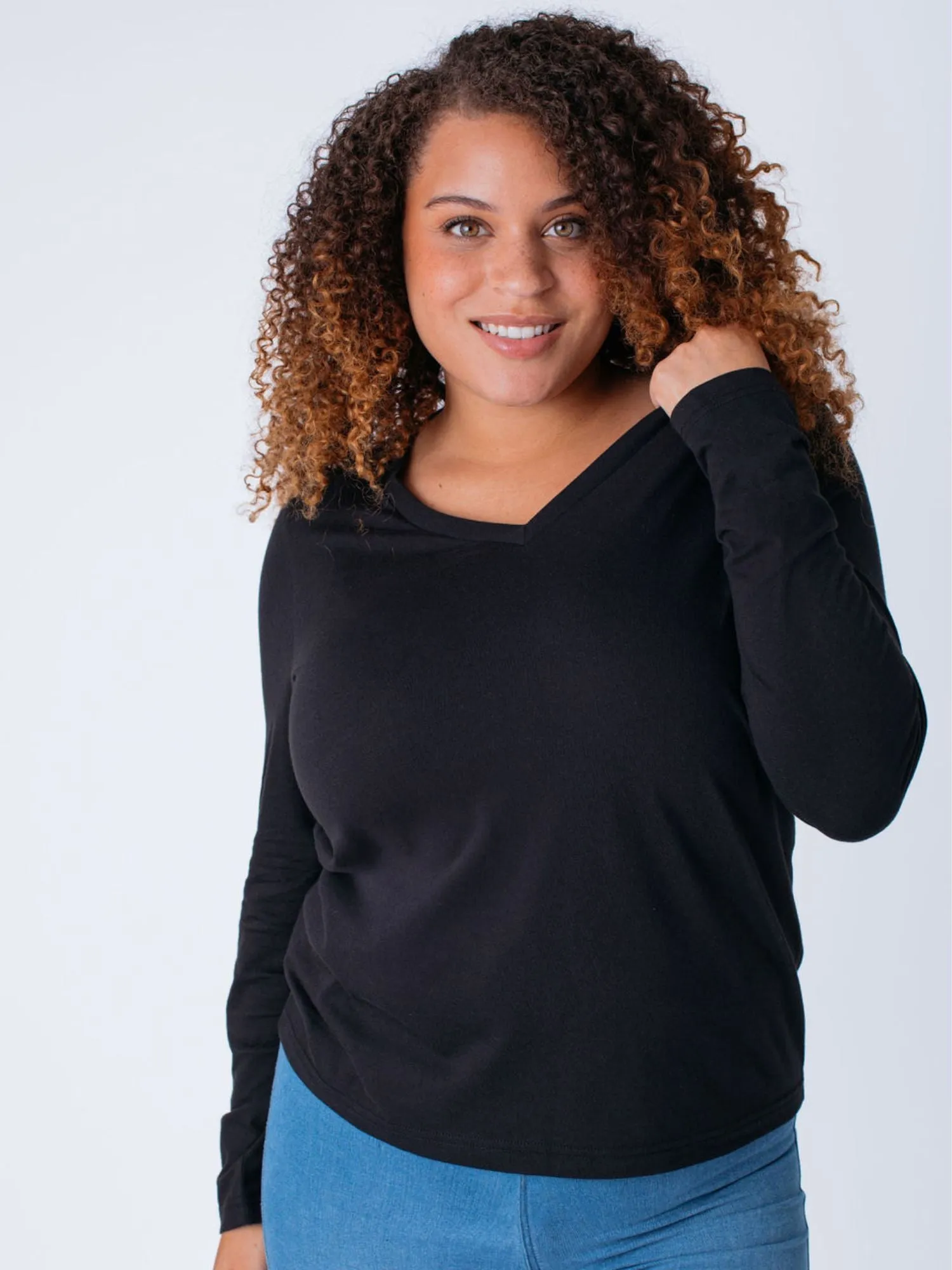 Women's Long Sleeve V-Neck Basic 3-Pack