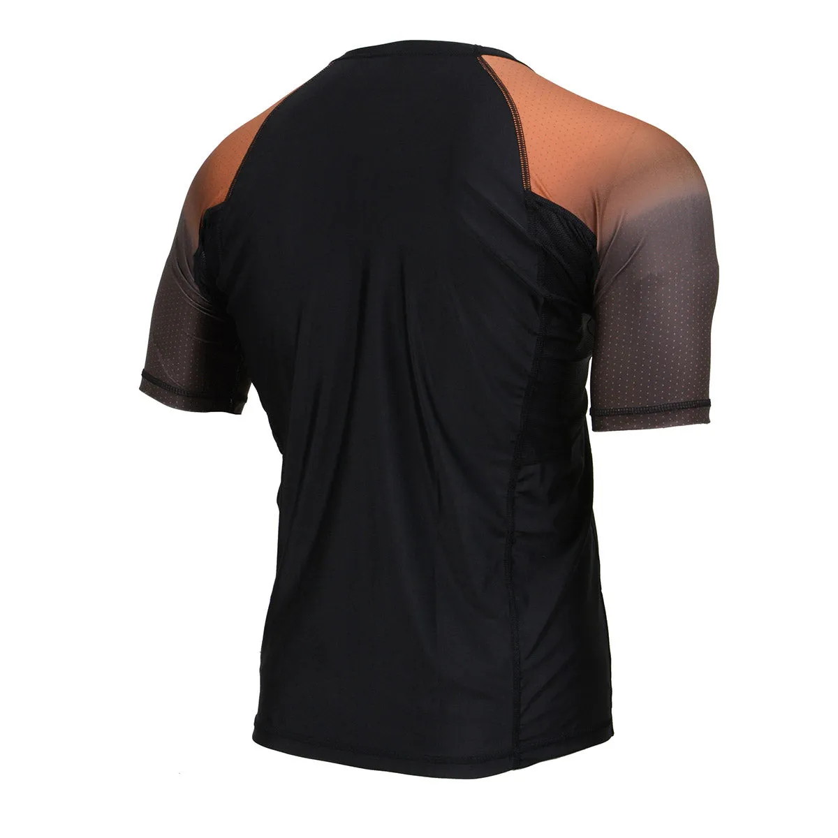 X-Fitness XFM7001 Men's Black and Brown Short Sleeve Compression Rash Guard Athletic Shirt- MMA, BJJ, Wrestling, Cross Training