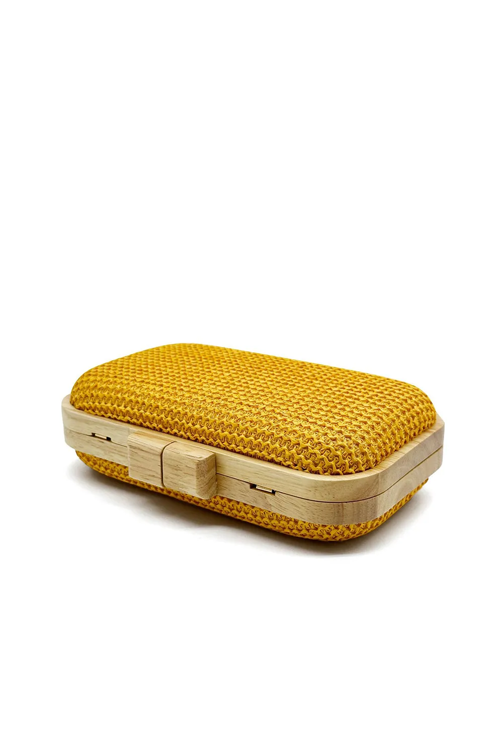 Yellow Handmade Wooden Clutch Bag