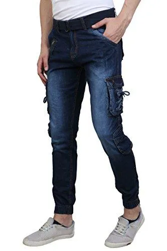 Zacharias Men's Denim Cargo 8 Pocket Jogger Jeans (30)